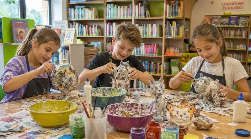 Warsztaty Papier Mache dla dzieci we Włocławku.